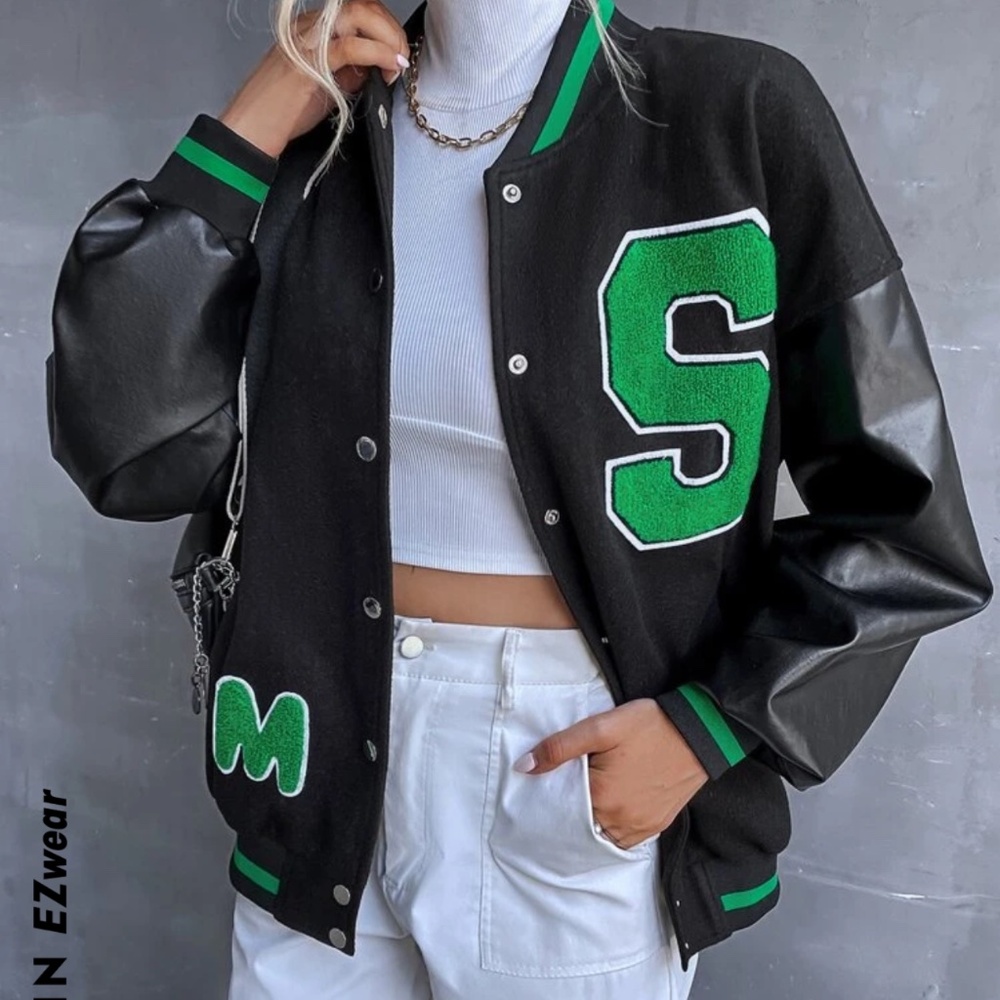 SHEIN letter bomber jacket